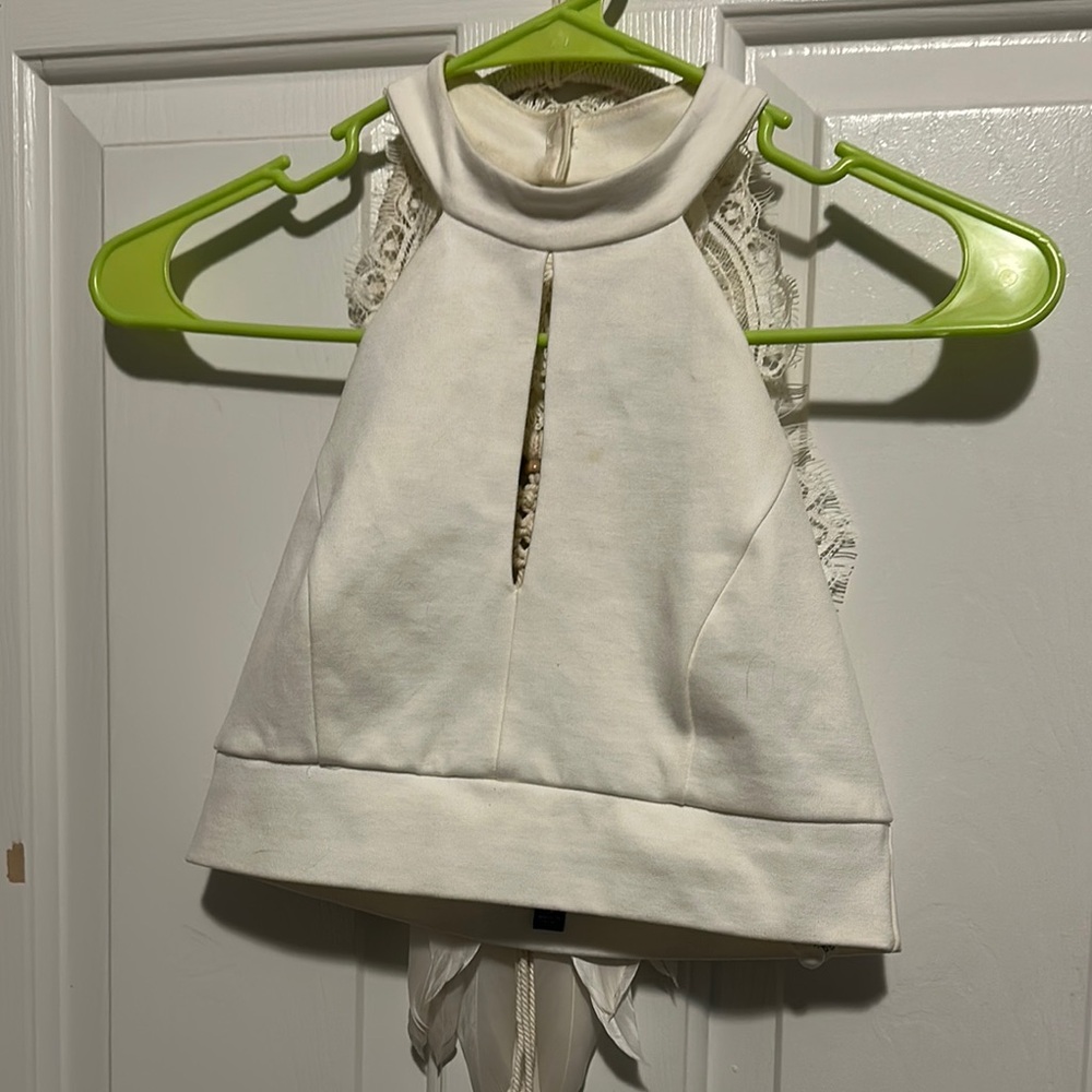 White Halter Top with Lace Back